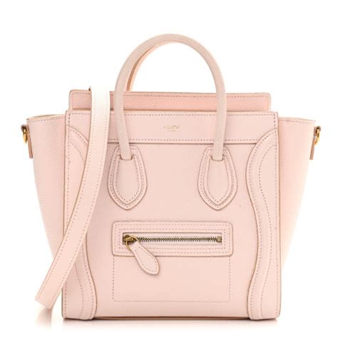 CELINE Drummed Calfskin Nano Luggage Pale Pink